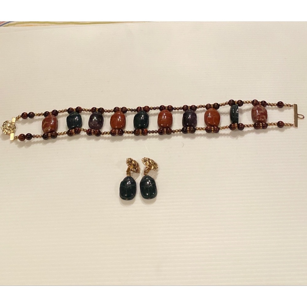 Stephen Dweck Scarab Beetle Choker + Clip Earrings